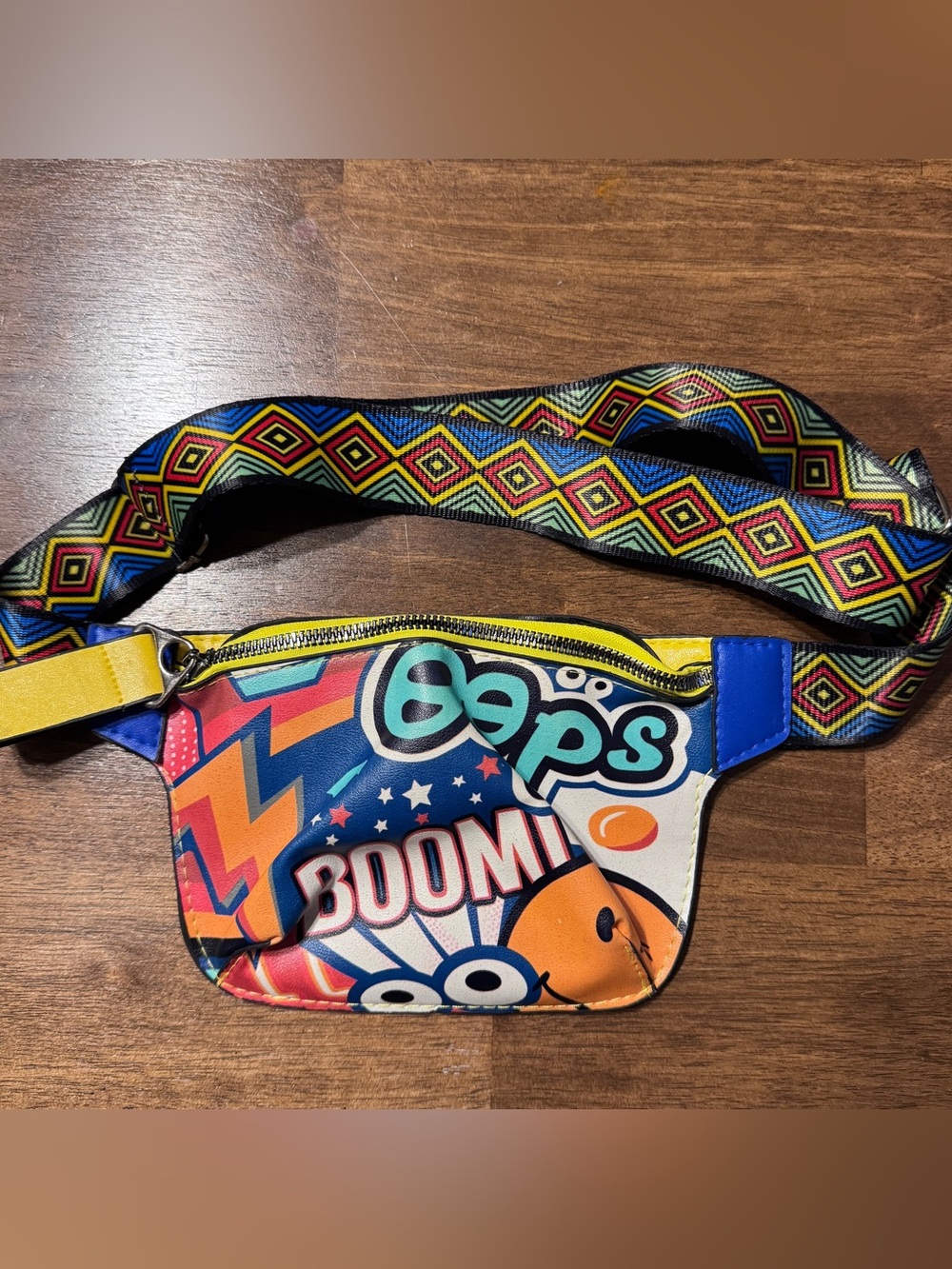 Colorful Pop Art Fanny Pack Waist Bag Comic Oops Boom Adjustable Strap